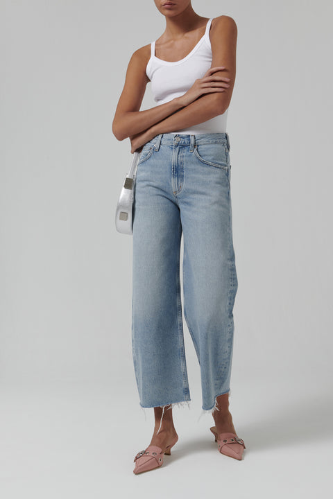 Blue Low Curve Fray Jeans