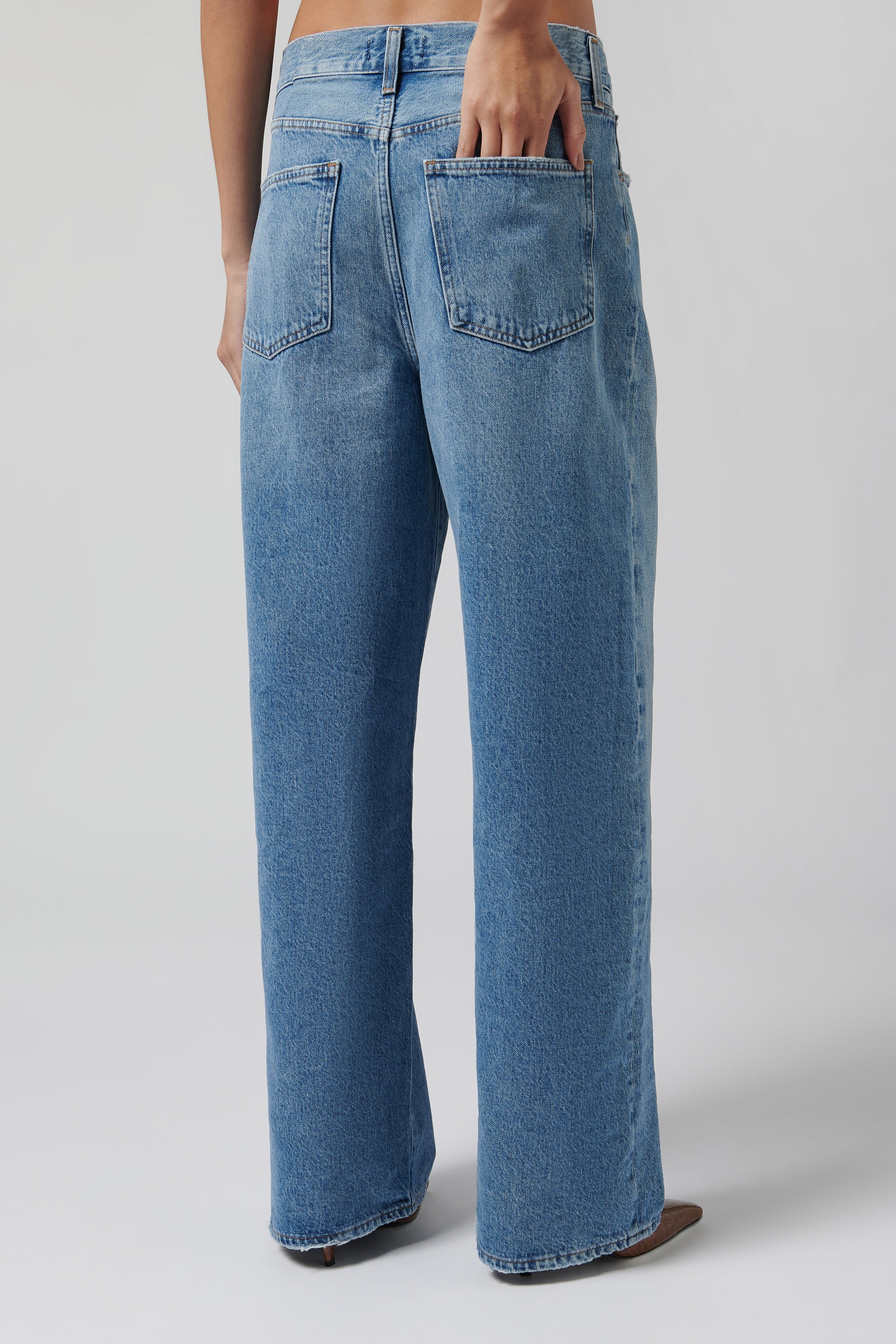 AGOLDE Blue Franka Pleat Baggy Jeans