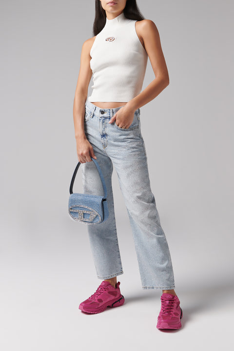 White Logo-Plaque Cut-Out Tank Top