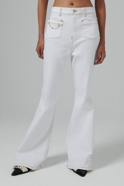 Ganni White Denim Goddi Jeans