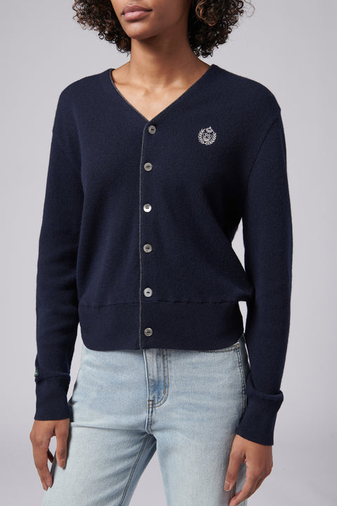 Blue Essential Logo Knit Cardigan