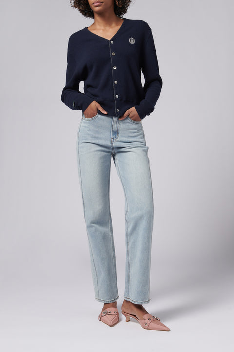 Blue Essential Logo Knit Cardigan