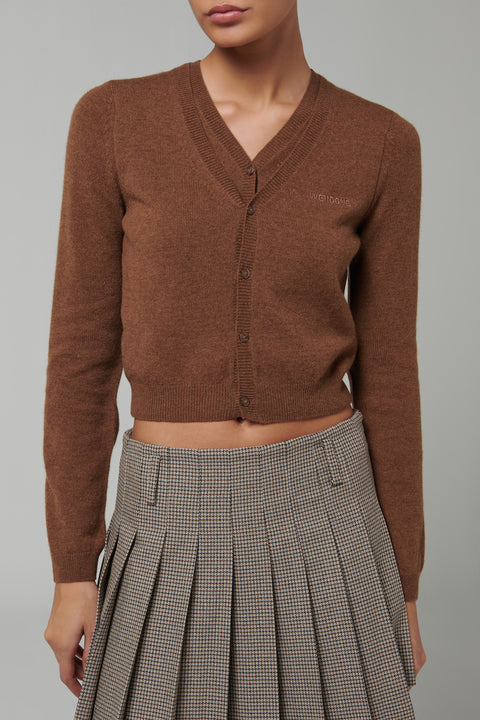 Brown Womens Double V-Neck Cardigan