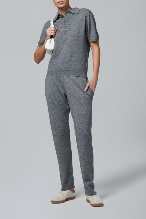 Grey Short Sleeve Knit Polo