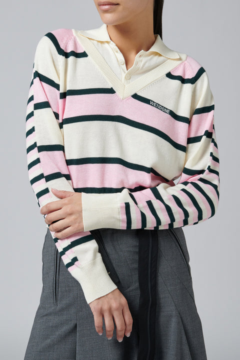 Light Pink Womens Double Stripe Knit Top