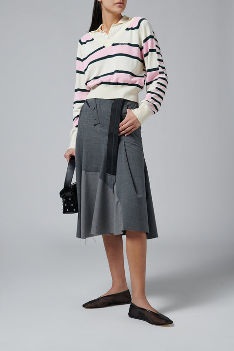 Light Pink Womens Double Stripe Knit Top
