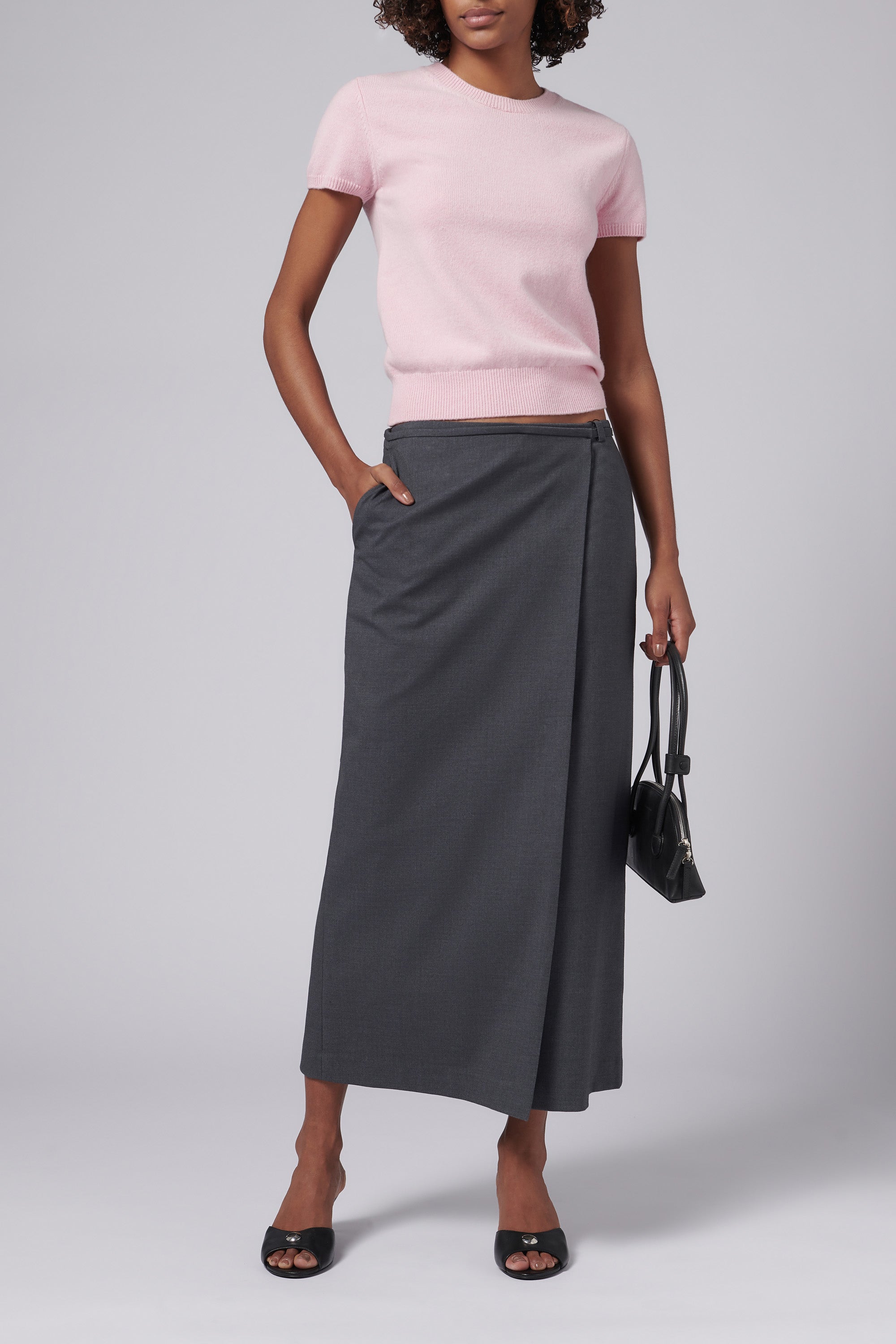 Dunst Grey Maxi Wrap Skirt