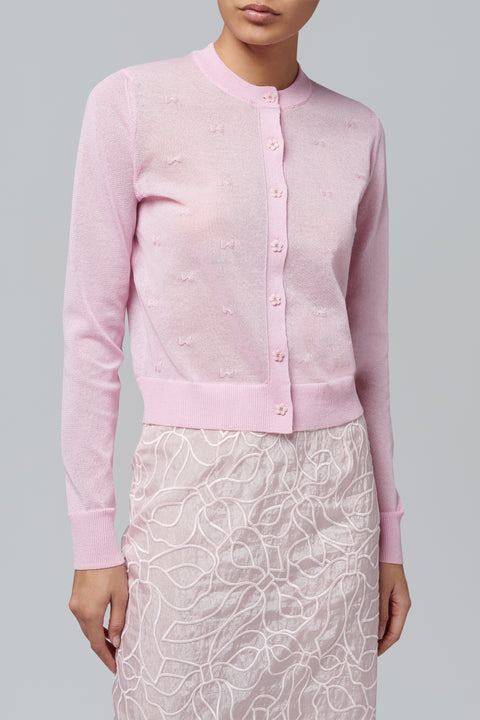 Pink Pretty Bow Knit Cardigan