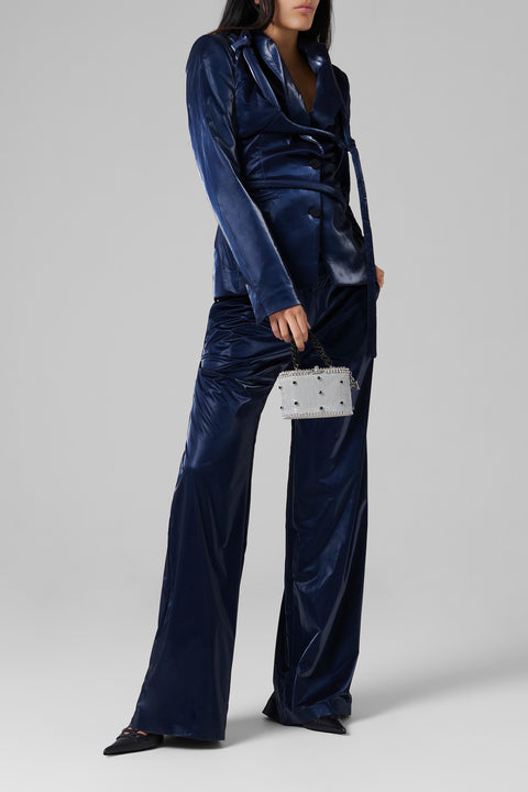 Shiny Fitted Harness Blazer