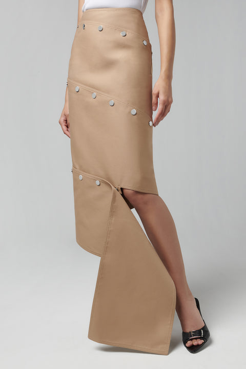 Beige Wrap Midi Skirt