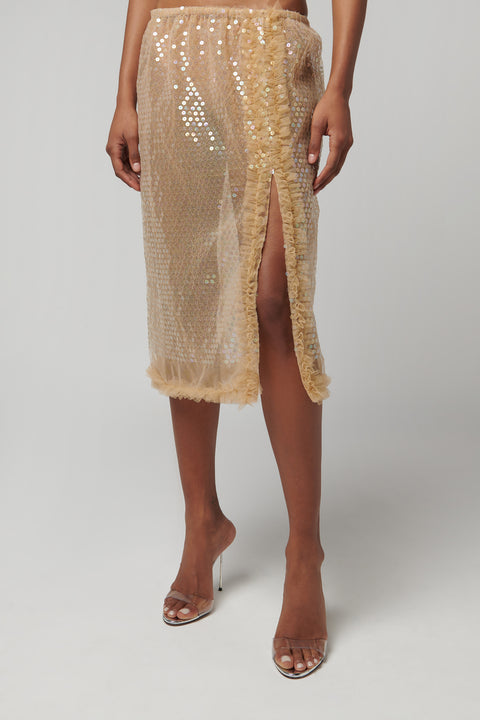 Beige Tati Sequin Skirt