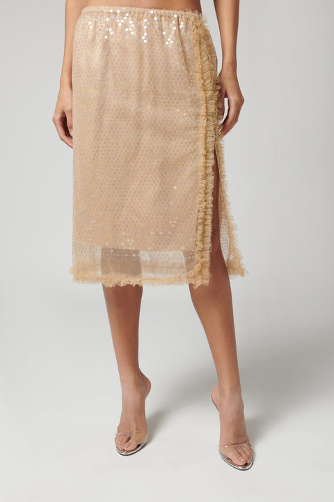 Beige Tati Sequin Skirt