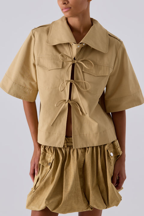 Beige Classic Cowl Neck Blouse