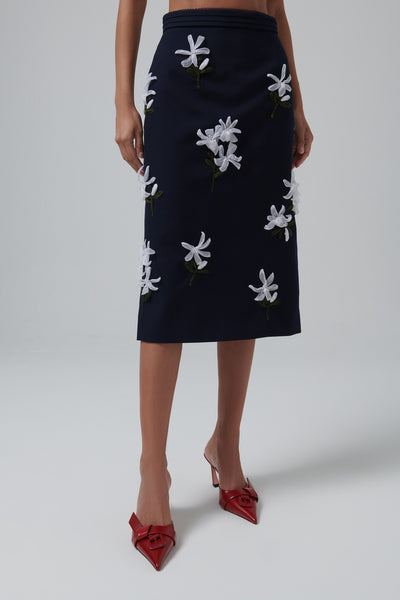 Shushu/Tong Blue Ribbon Jacquard Midi Skirt