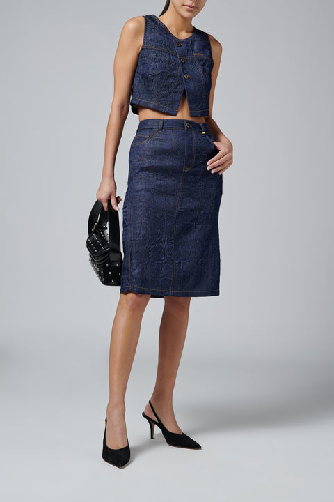 Navy Womens Wired Crinkle Skirt