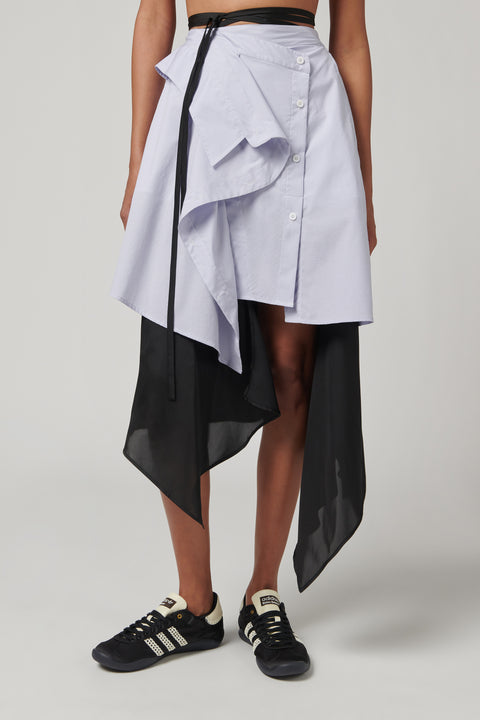 Blue Deconstruction Wrap Skirt