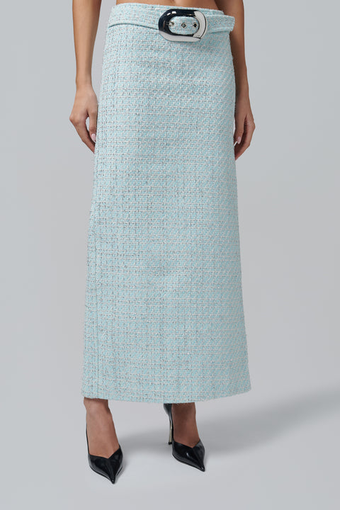 Blue Belted Maxi Skirt