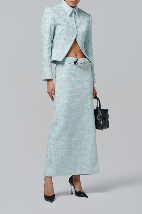 Blue Belted Maxi Skirt