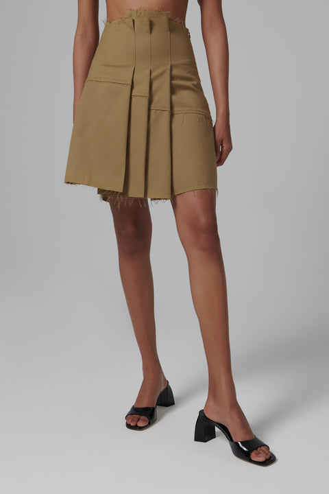 Brown Pleated Skirt