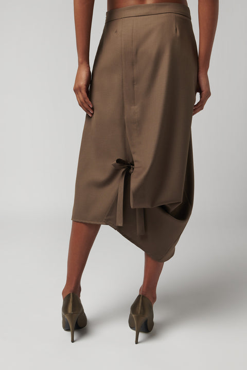 Brown Audrey Deconstructed Midi Skirt