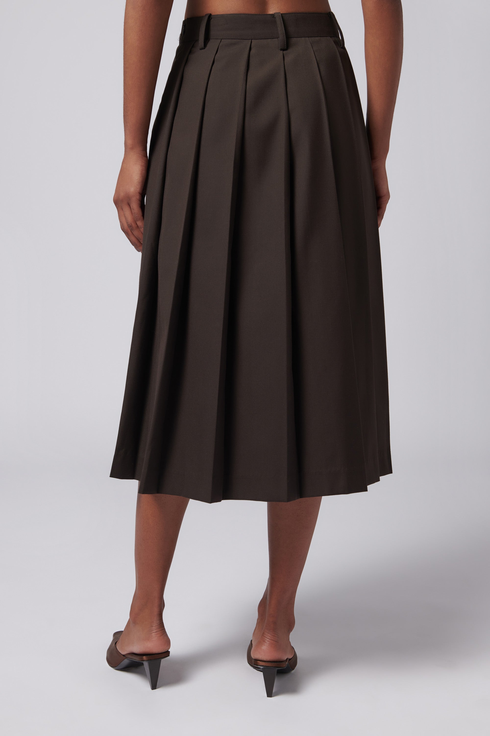 Dunst Brown Pleats Long Skirt