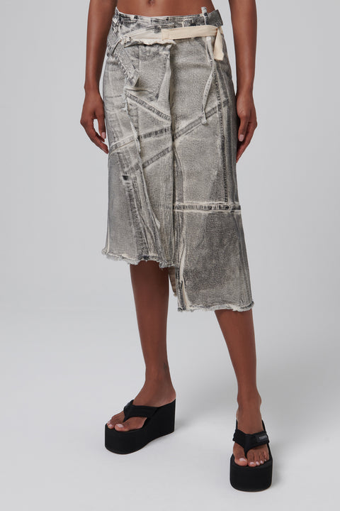 Grey Denim Wrap Skirt