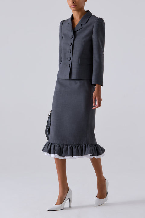 Grey Bud Frap Midi Skirt