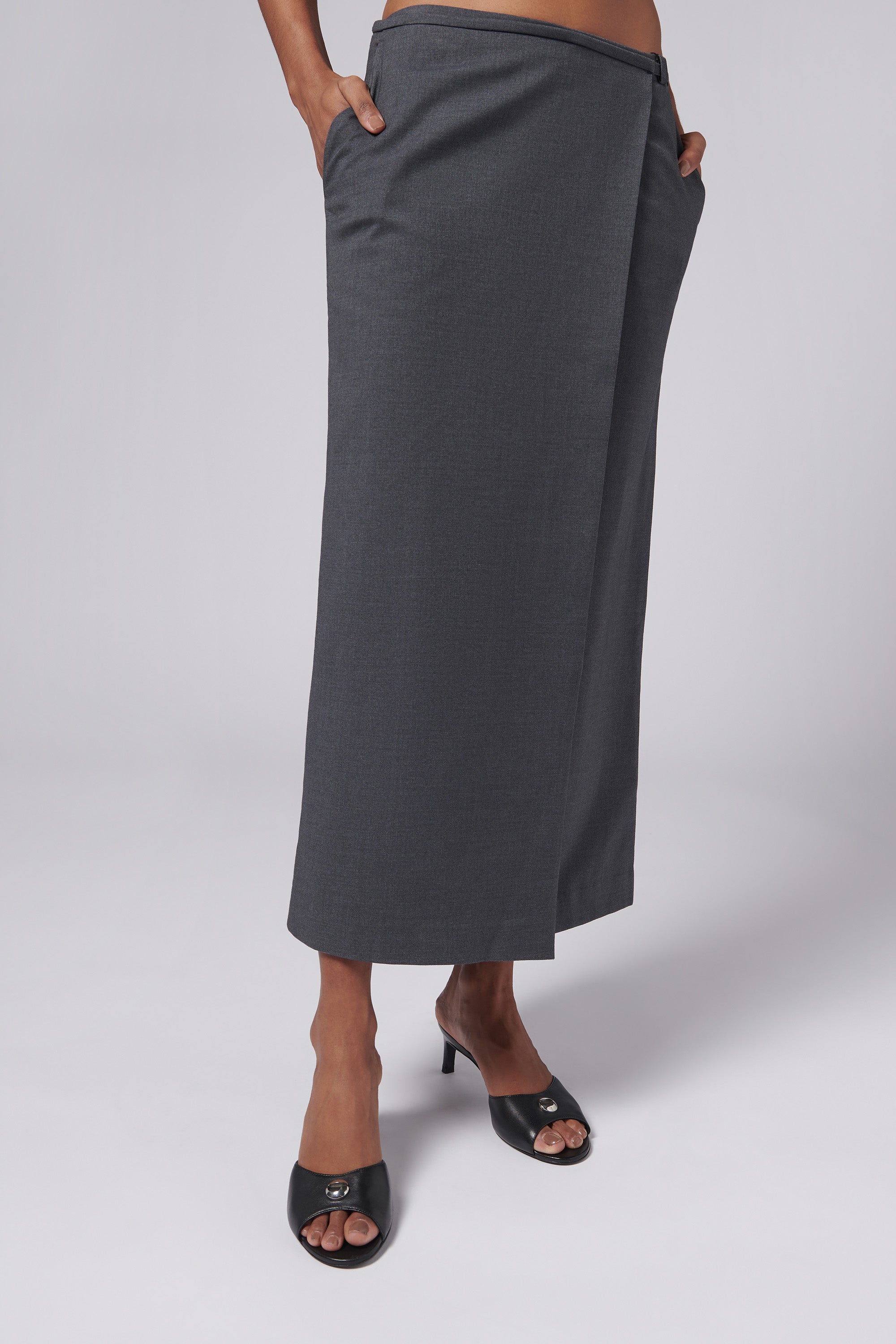 Dunst Grey Maxi Wrap Skirt