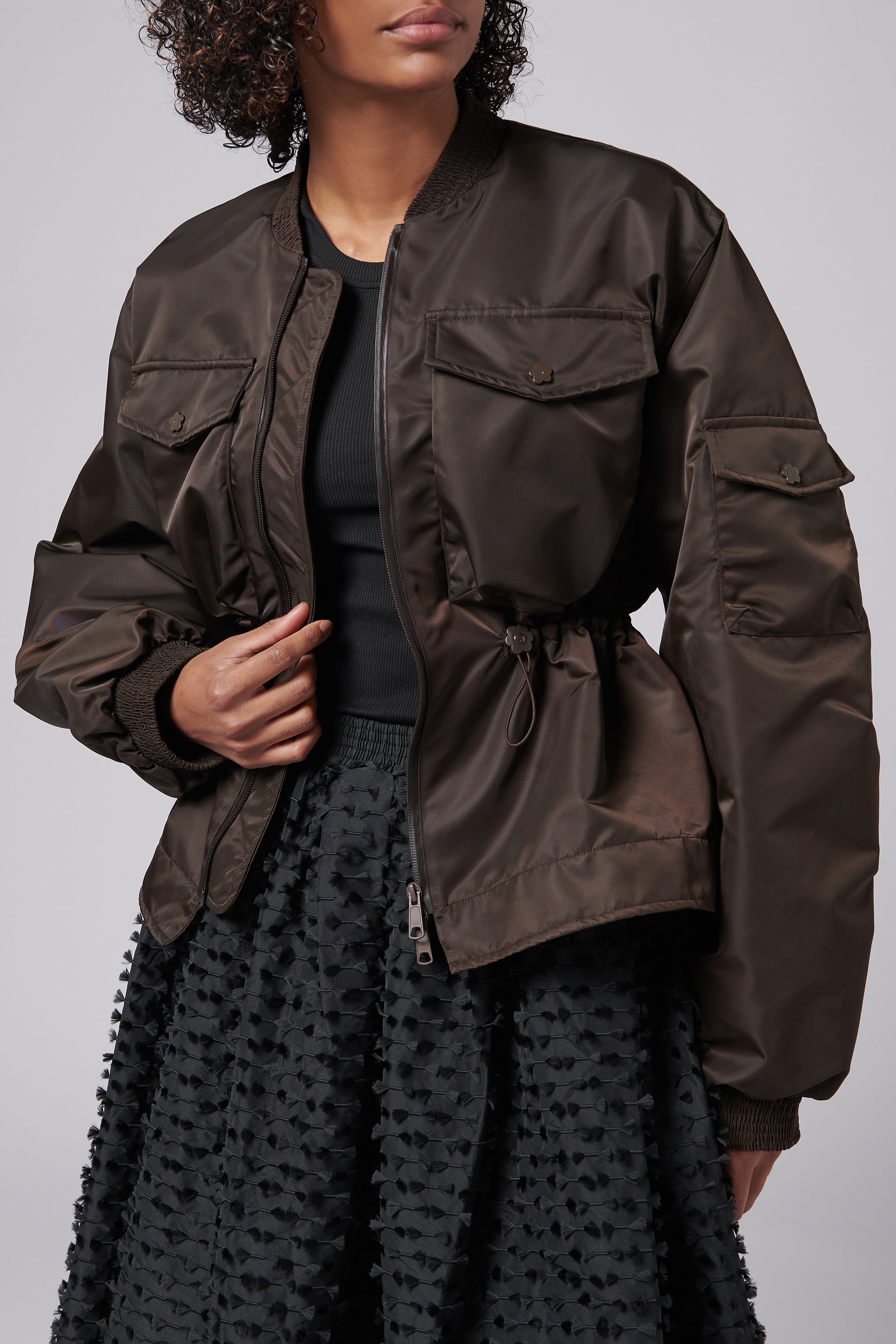 Cecilie Bahnsen Brown Birdie Technical Nylon Jacket