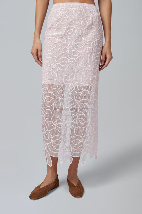 Pink Bow Embroidery Skirt