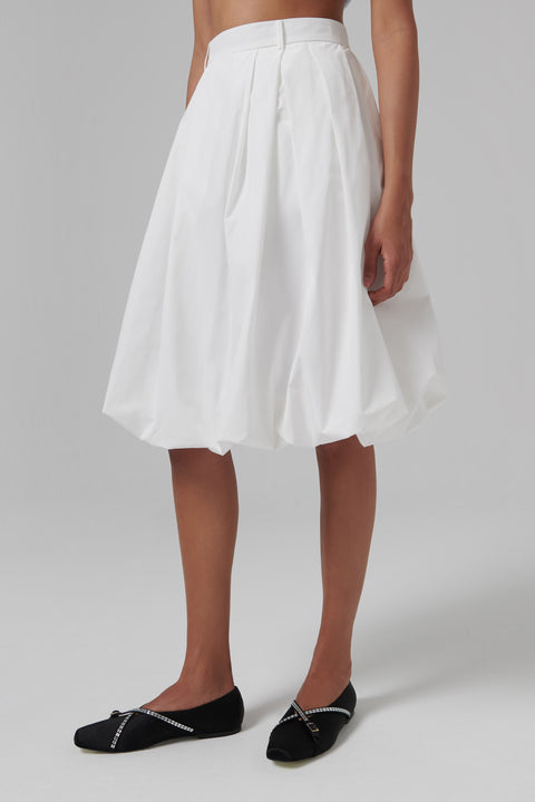 White Balloon Midi Skirt