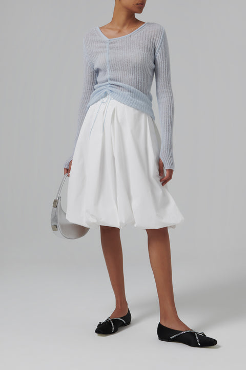 White Balloon Midi Skirt
