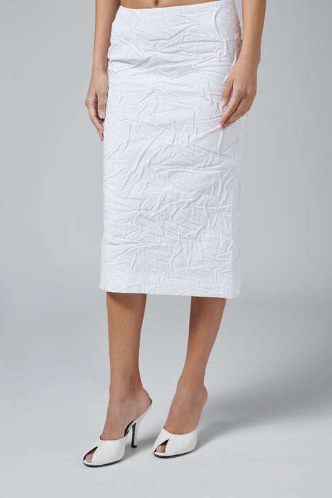White Trumpet Hem Skirt
