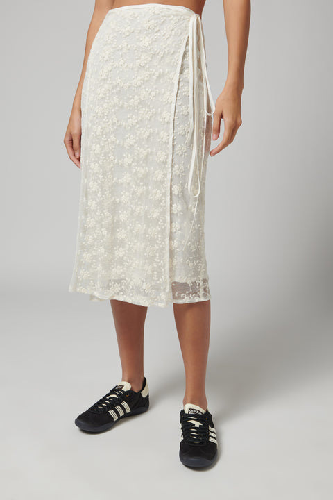 White Lace Wrap Skirt