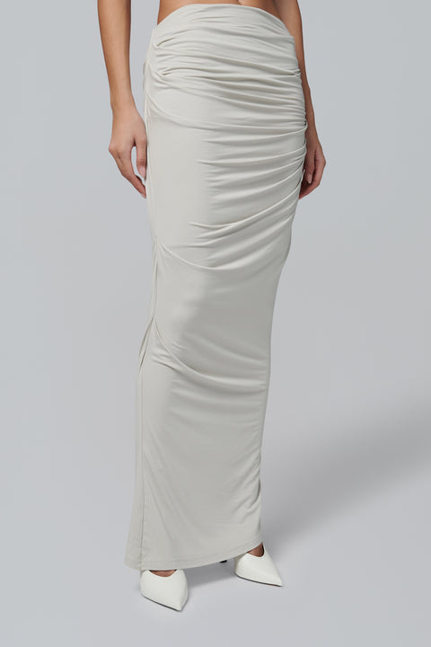 White Drape Maxi Skirt