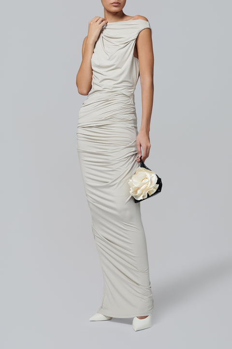 White Drape Maxi Skirt