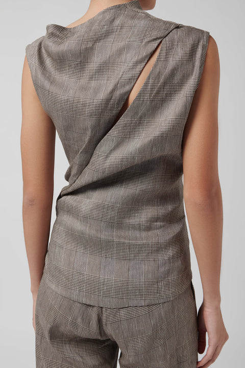 Beige Asymmetric Suit Top