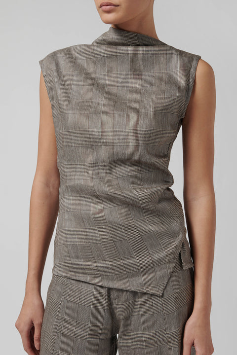 Beige Asymmetric Suit Top