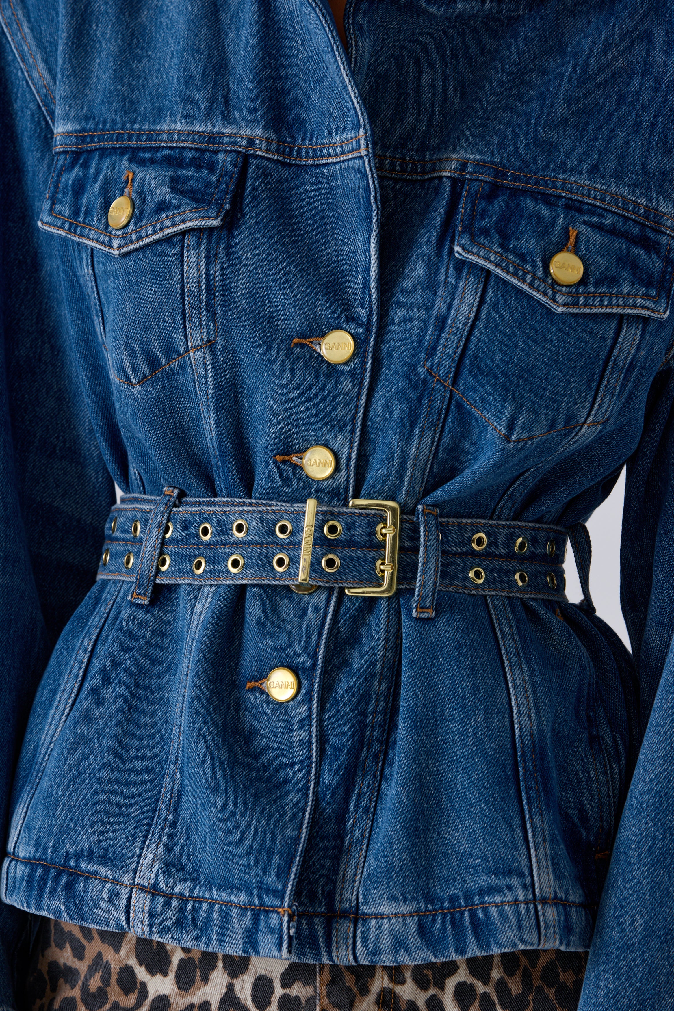 Ganni Blue Soft Rigid Denim Jacket