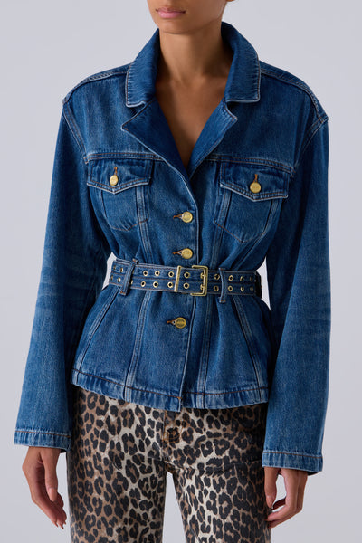 Ganni Blue Soft Rigid Denim Jacket