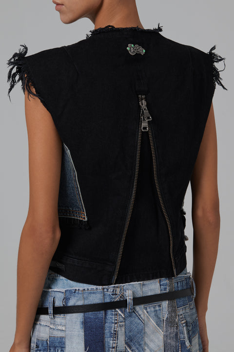 Blue Bustier Denim Vest