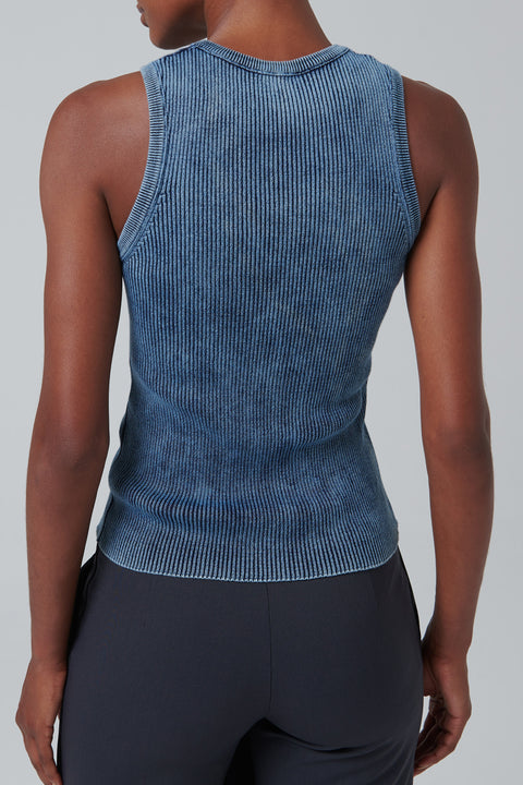 Blue Logo Knit Tank Top