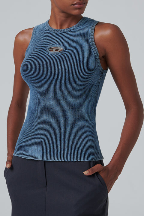 Blue Logo Knit Tank Top