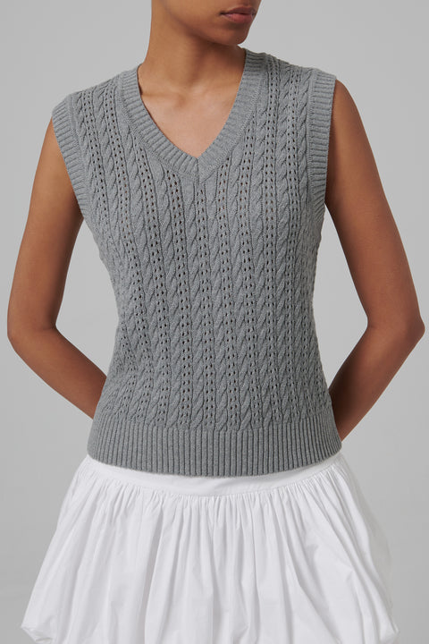 Grey Unisex Crochet Knit Vest