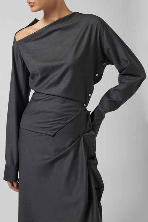 Grey Open Shoulder Suit Top