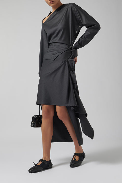 Grey Open Shoulder Suit Top