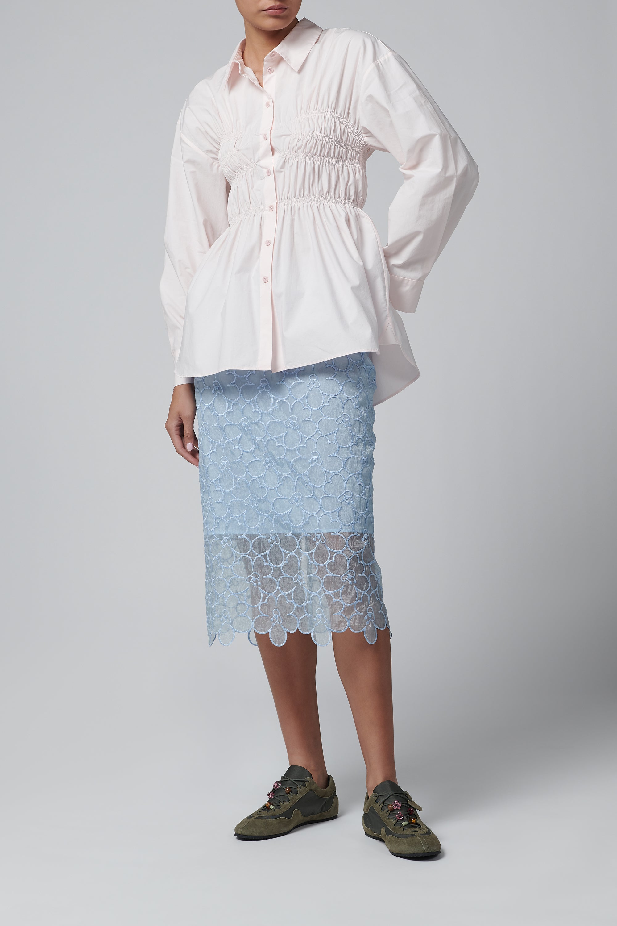 Cecilie Bahnsen Blue Bria Felicia Embroidery Skirt
