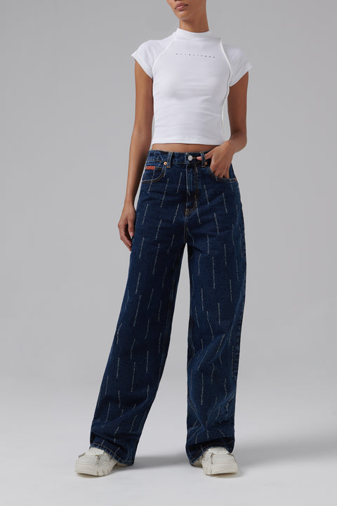 White Deconstructed Rib T-Shirt