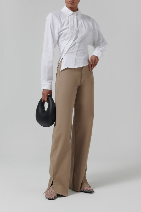 White Asymmetric Tailored Shirt