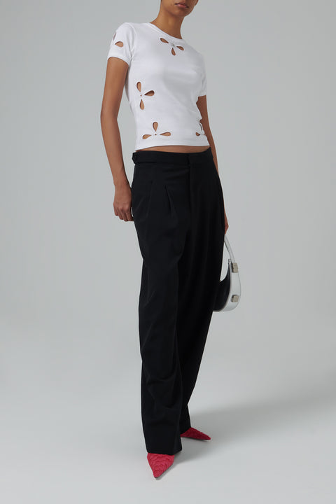 White Petal Emboridered T-Shirt